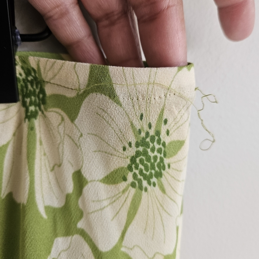 Reformation Green Floral Gale Sheer Mid Rise Bias Pant In Lovebird - Picture 9 of 14